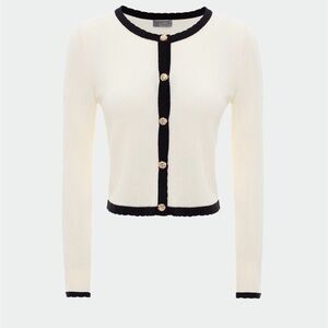 Zara Knit White Sweater with Black Accents